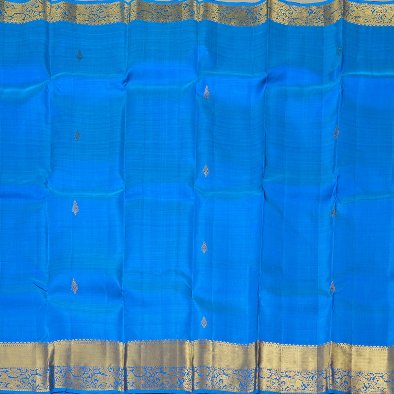 Hayagrivas Blue Handloom Kanjivaram Silk Saree-BBD1499L15-2