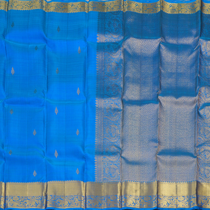Hayagrivas Blue Handloom Kanjivaram Silk Saree-BBD1499L15-2