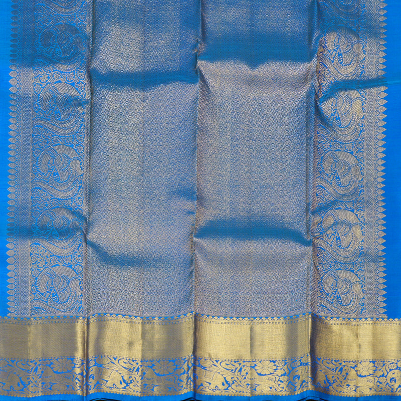 Hayagrivas Blue Handloom Kanjivaram Silk Saree-BBD1499L15-2