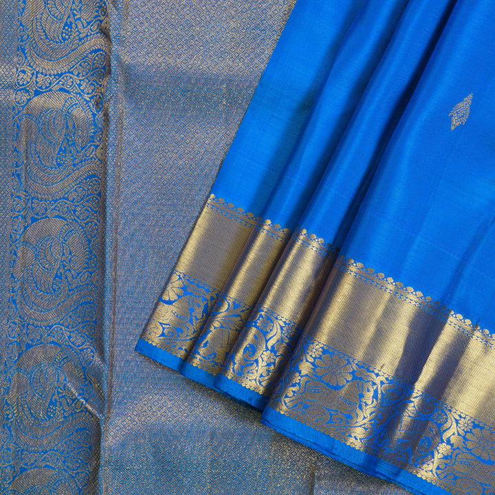 Hayagrivas Blue Handloom Kanjivaram Silk Saree-BBD1499L15-2