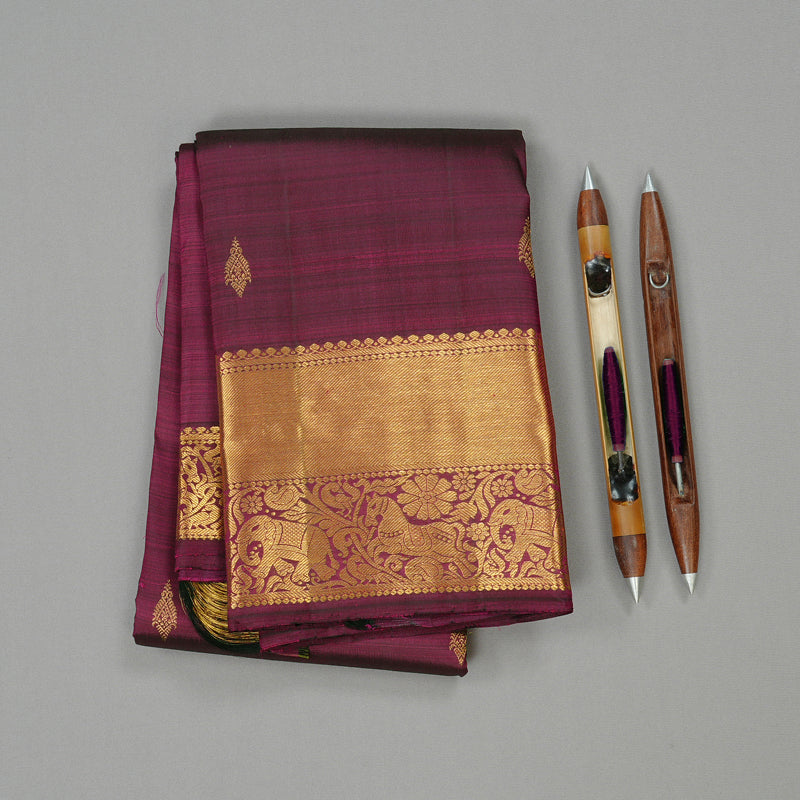 Hayagrivas Handloom Kanjivaram Silk Saree in Lustrous Dark Purple BBD1499L15-3