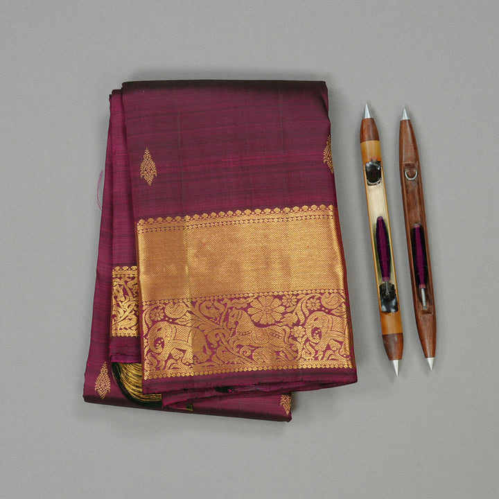 Hayagrivas Handloom Kanjivaram Silk Saree in Lustrous Dark Purple BBD1499L15-3