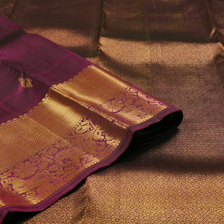 Hayagrivas Handloom Kanjivaram Silk Saree in Lustrous Dark Purple BBD1499L15-3