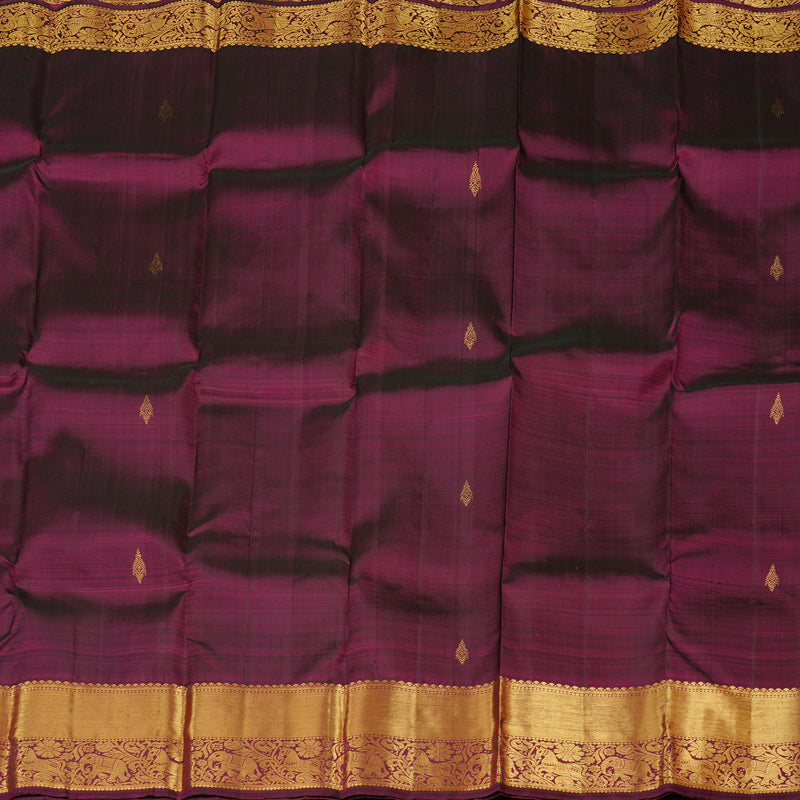 Hayagrivas Handloom Kanjivaram Silk Saree in Lustrous Dark Purple BBD1499L15-3