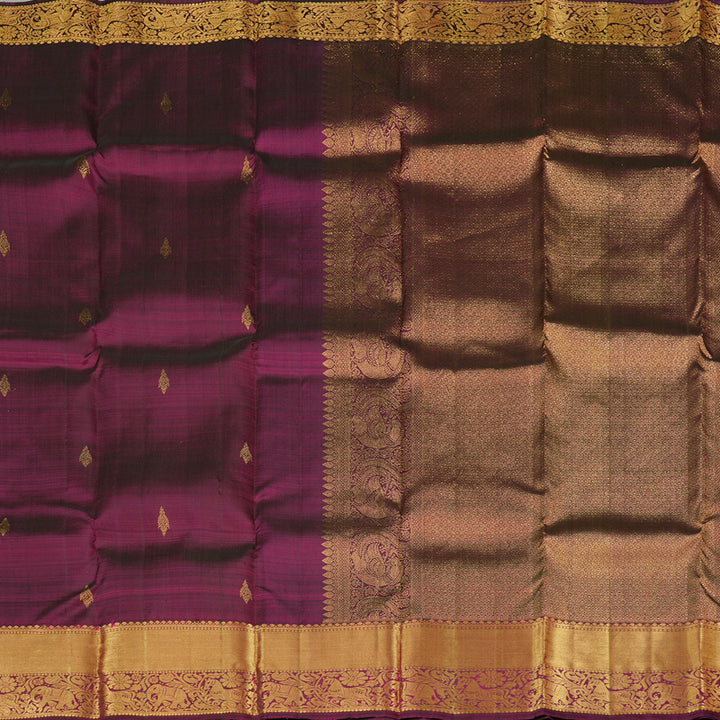 Hayagrivas Handloom Kanjivaram Silk Saree in Lustrous Dark Purple BBD1499L15-3
