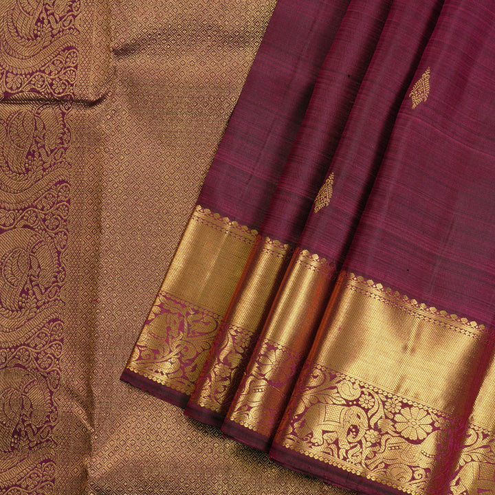 Hayagrivas Handloom Kanjivaram Silk Saree in Lustrous Dark Purple BBD1499L15-3