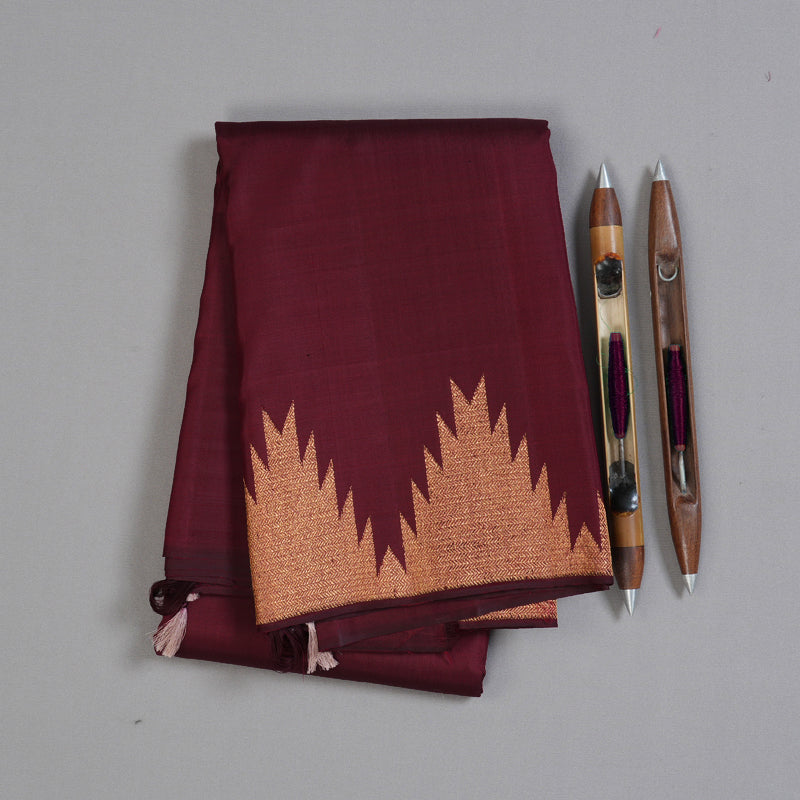 Hayagrivas Handloom Kanjivaram Silk Saree In Opulent Dark Maroon BBD149D2-1