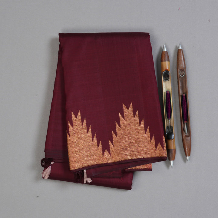 Hayagrivas Handloom Kanjivaram Silk Saree In Opulent Dark Maroon BBD149D2-1