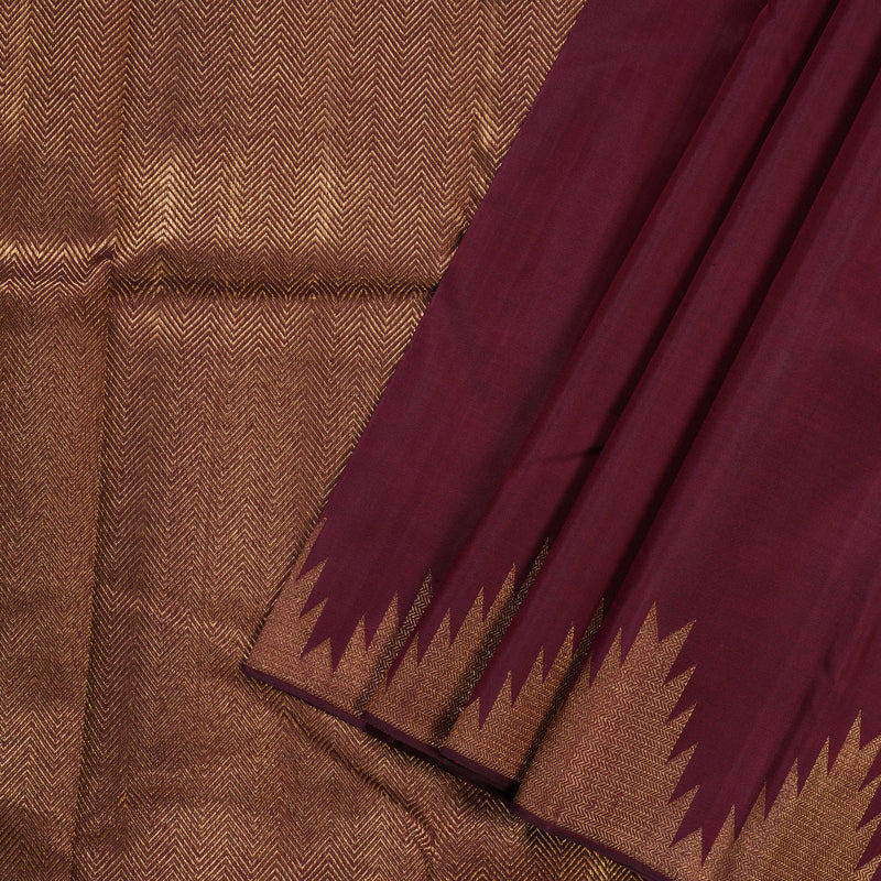 Hayagrivas Handloom Kanjivaram Silk Saree In Opulent Dark Maroon BBD149D2-1
