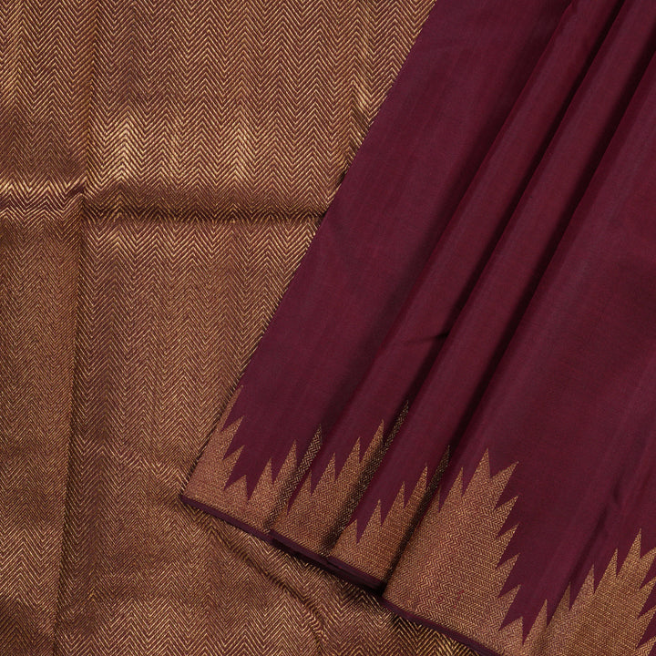 Hayagrivas Handloom Kanjivaram Silk Saree In Opulent Dark Maroon BBD149D2-1