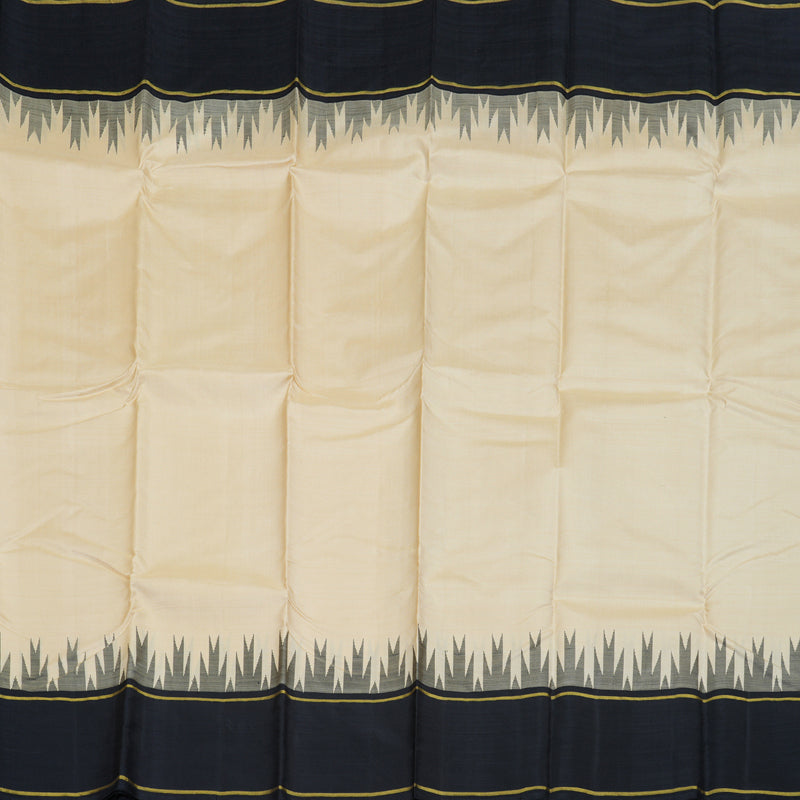 Hayagrivas Classic Kanjivaram Silk Saree in Half White with Black contrast BBD1505A1-2