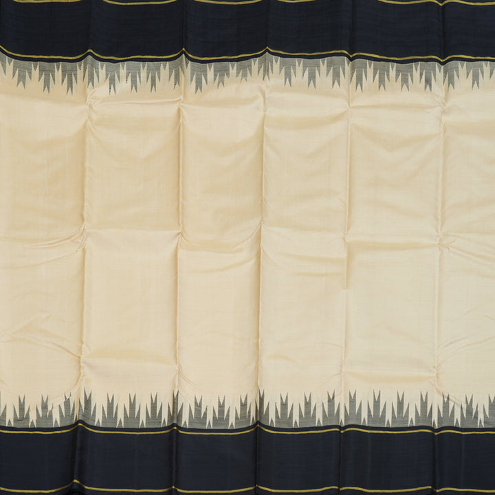 Hayagrivas Classic Kanjivaram Silk Saree in Half White with Black contrast BBD1505A1-2