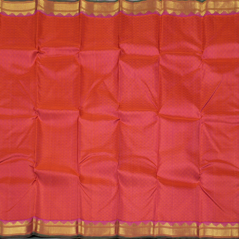 Hayagrivas Handloom Pure Kanjivaram Silk Saree in Dazzling Orangish Pink BBD1507A2-1
