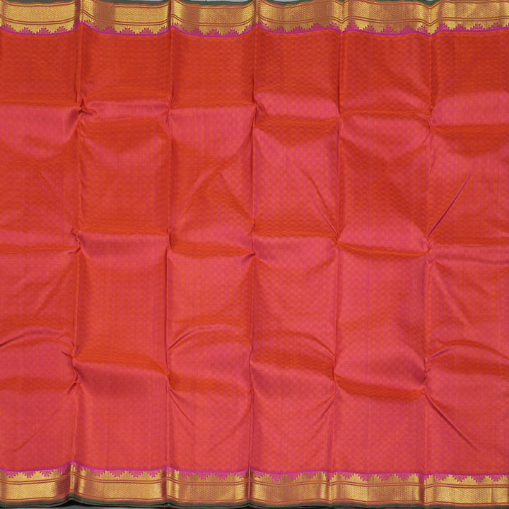 Hayagrivas Handloom Pure Kanjivaram Silk Saree in Dazzling Orangish Pink BBD1507A2-1