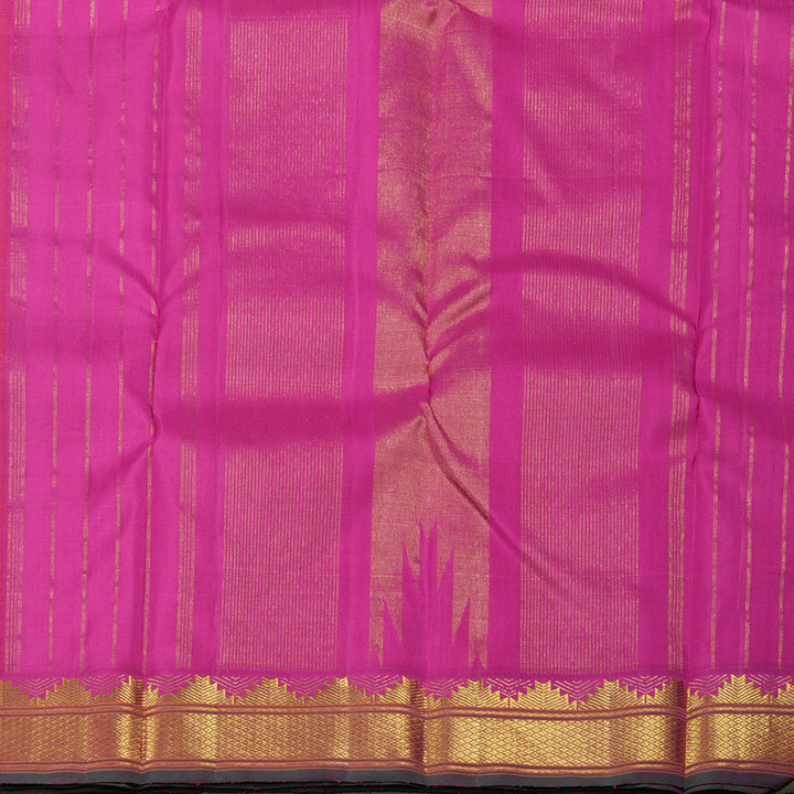 Hayagrivas Handloom Pure Kanjivaram Silk Saree in Dazzling Orangish Pink BBD1507A2-1