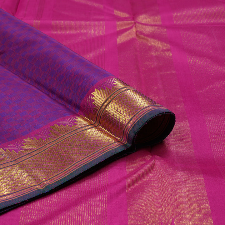 Hayagrivas Purple Handloom Kanjivaram Silk Saree with Pink Border BBD1507A2-3