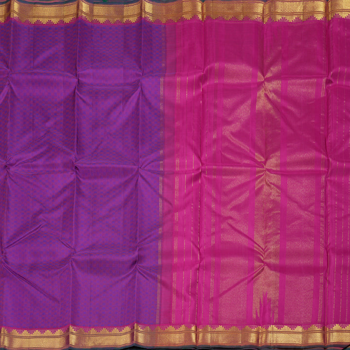 Hayagrivas Purple Handloom Kanjivaram Silk Saree with Pink Border BBD1507A2-3