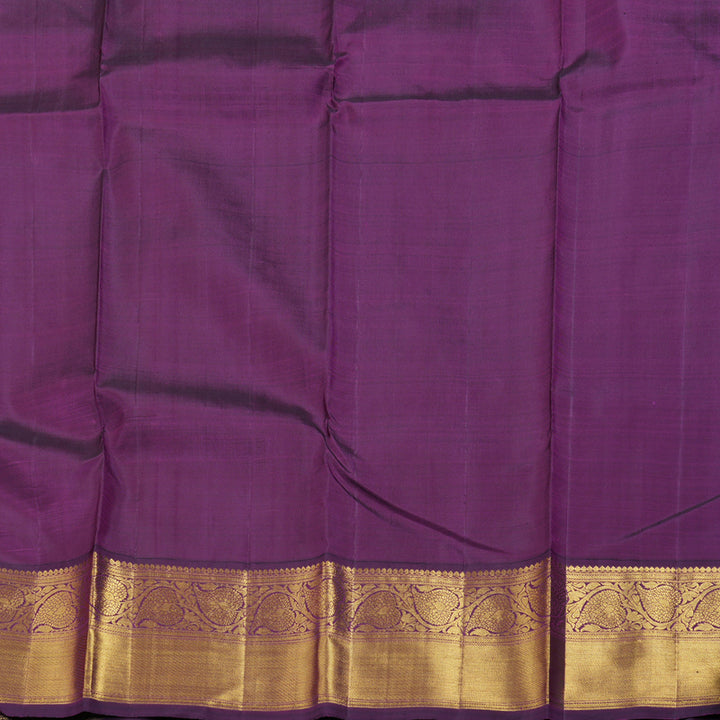 Hayagrivas Wheat Brown Handloom Kanjivaram Silk Saree with Purple Border BBD1547A12-3