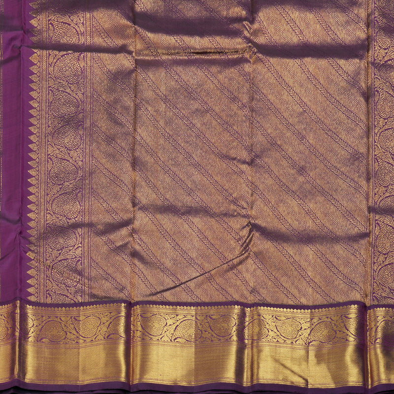 Hayagrivas Wheat Brown Handloom Kanjivaram Silk Saree with Purple Border BBD1547A12-3