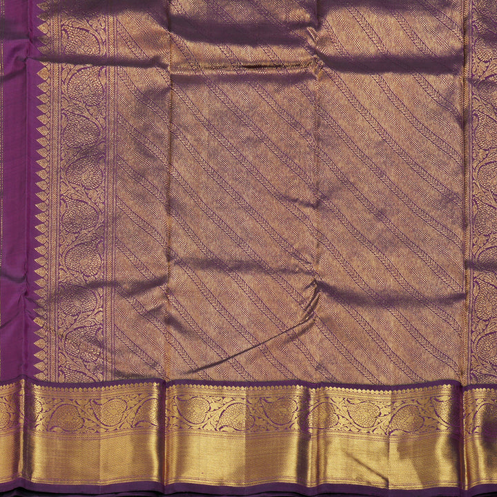 Hayagrivas Wheat Brown Handloom Kanjivaram Silk Saree with Purple Border BBD1547A12-3