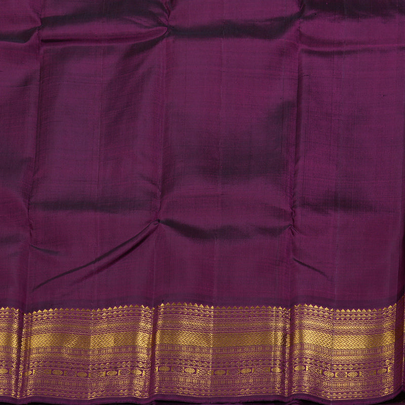 Hayagrivas Honey Mustard Handloom Kanjivaram Silk Saree with Dark Purple Border BBD1547A12-5