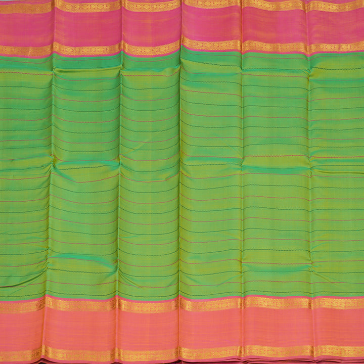 Hayagrivas Handloom Fluorescent Green Kanjivaram Silk Saree with Rose Pink Border BBD1547A3-3