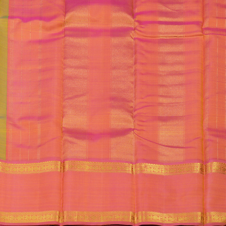 Hayagrivas Handloom Fluorescent Green Kanjivaram Silk Saree with Rose Pink Border BBD1547A3-3