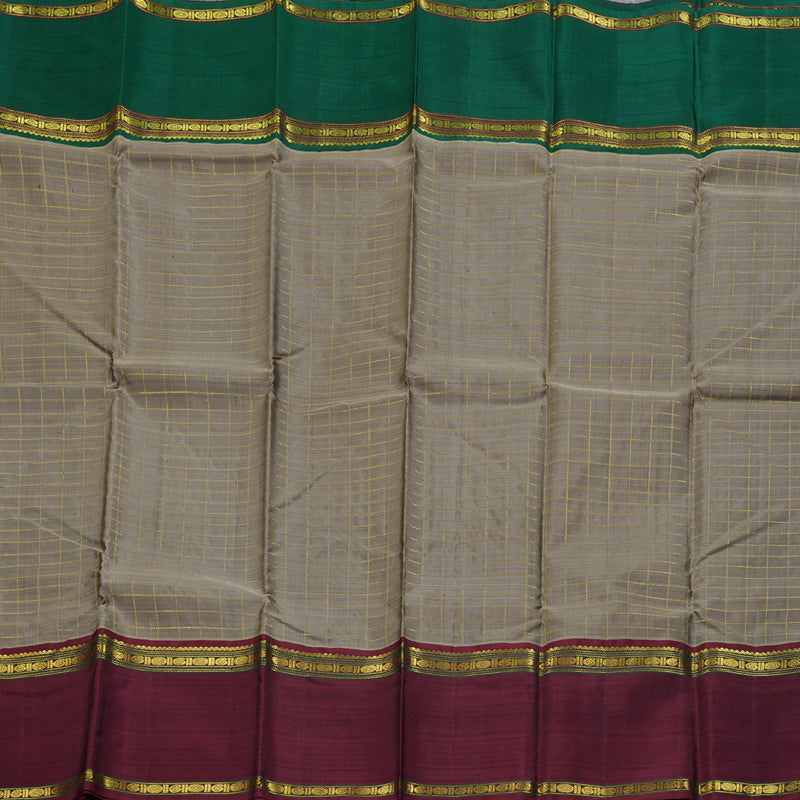 Hayagrivas Ash Grey Handloom Kanjivaram Silk Saree with Ganga Jamuna (Green And Maroon) Border BBD1547A5-4