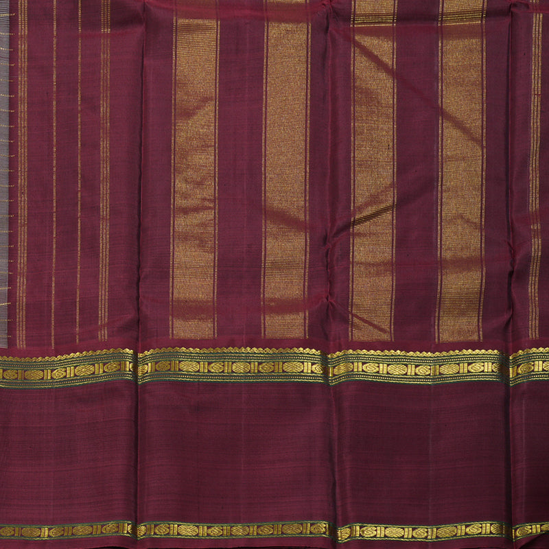 Hayagrivas Ash Grey Handloom Kanjivaram Silk Saree with Ganga Jamuna (Green And Maroon) Border BBD1547A5-4
