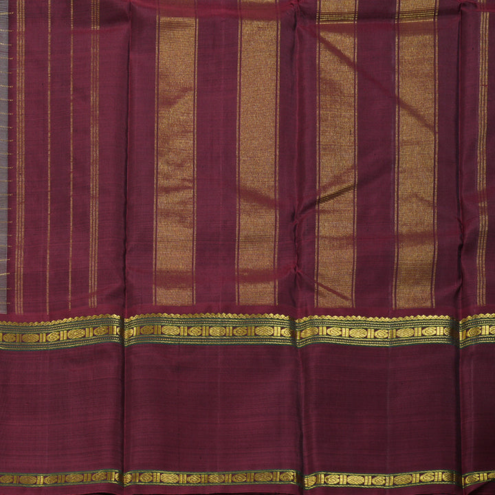 Hayagrivas Ash Grey Handloom Kanjivaram Silk Saree with Ganga Jamuna (Green And Maroon) Border BBD1547A5-4