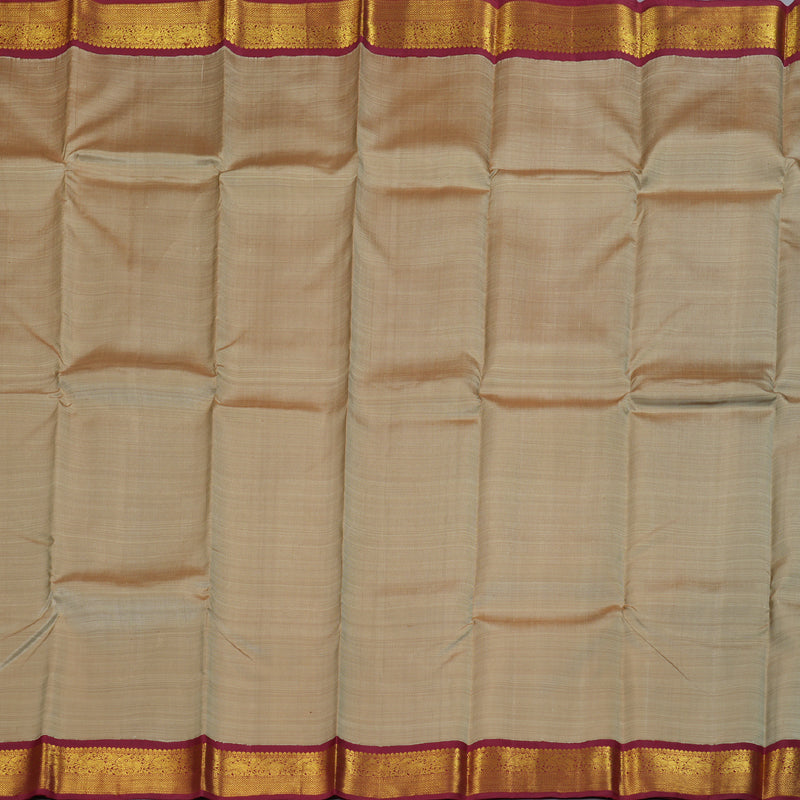 Hayagrivas Sandal Beige Handloom Kanjivaram Silk Saree with Maroon Border BBD1547A6-5