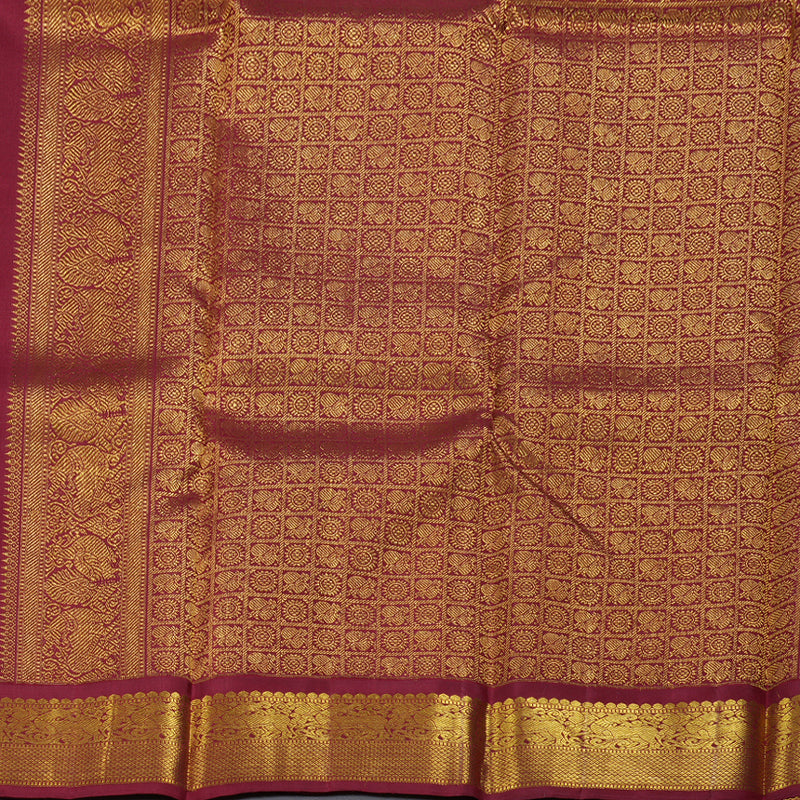 Hayagrivas Sandal Beige Handloom Kanjivaram Silk Saree with Maroon Border BBD1547A6-5