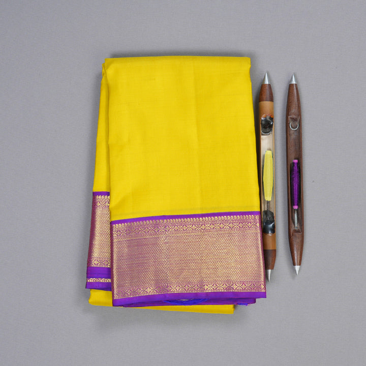 Hayagrivas Lemon Yellow Handloom Kanjivaram Silk Saree BBD1547A7-2