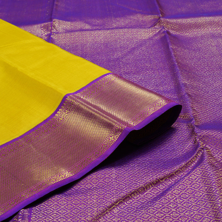 Hayagrivas Lemon Yellow Handloom Kanjivaram Silk Saree BBD1547A7-2