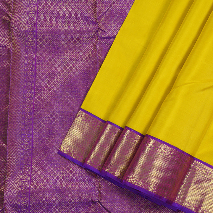 Hayagrivas Lemon Yellow Handloom Kanjivaram Silk Saree BBD1547A7-2