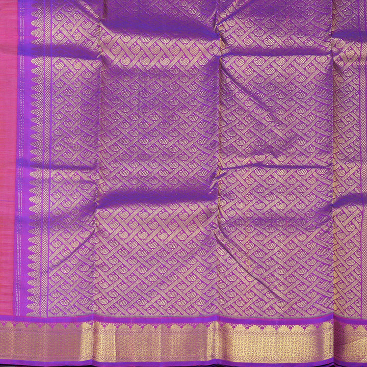 Hayagrivas Mango Yellow Handloom Kanjivaram Silk Saree with Purple Border BBD1547A9-1