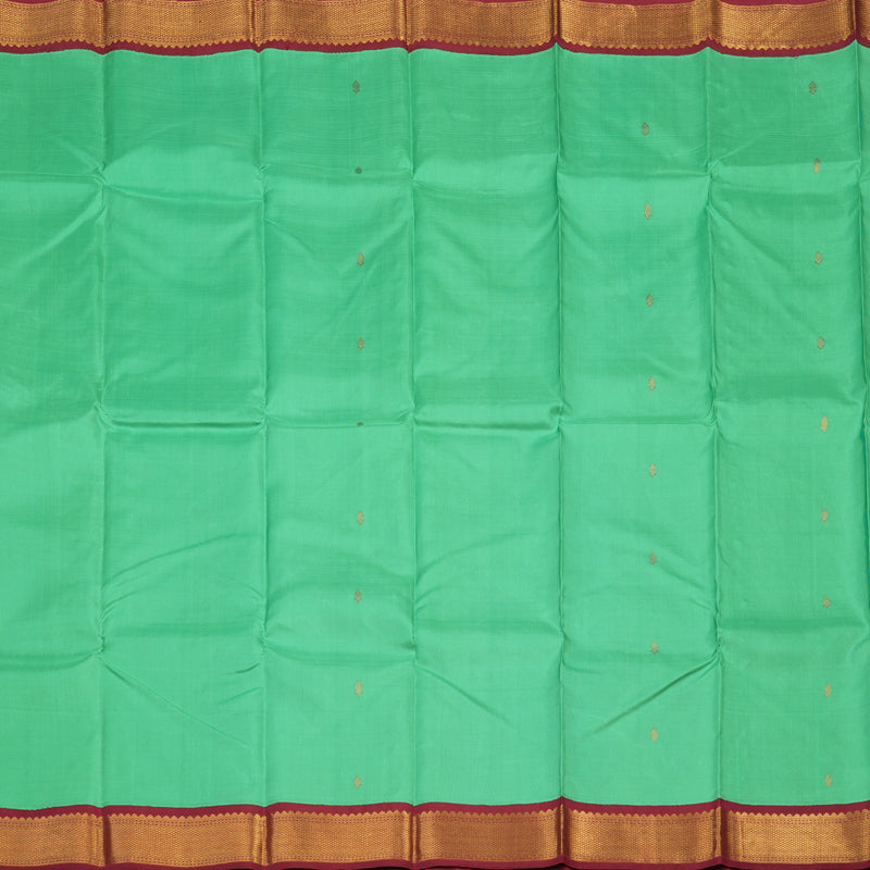 Hayagrivas Handloom Sea Green Kanjivaram Silk Saree with Maroon border BBD1547A9-6