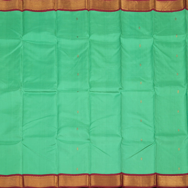 Hayagrivas Handloom Sea Green Kanjivaram Silk Saree with Maroon border BBD1547A9-6
