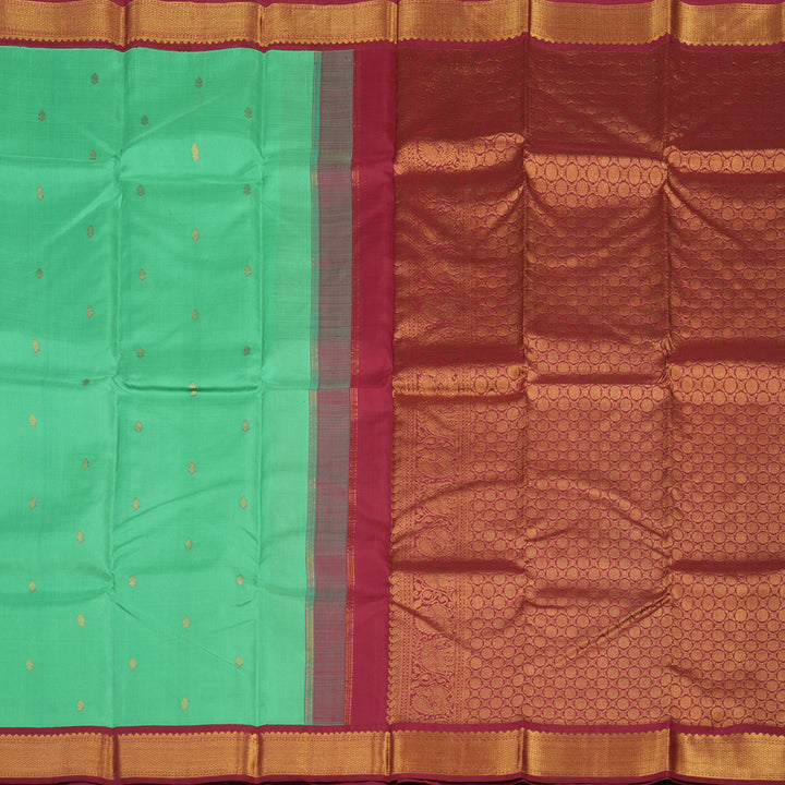 Hayagrivas Handloom Sea Green Kanjivaram Silk Saree with Maroon border BBD1547A9-6