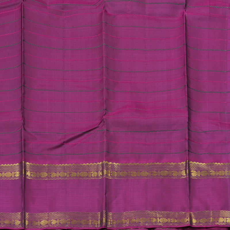 Hayagrivas Dark Grey Handloom Kanjivaram Silk Saree with Ganga Jamuna (Green And Purple) Border BBD1547A3-1