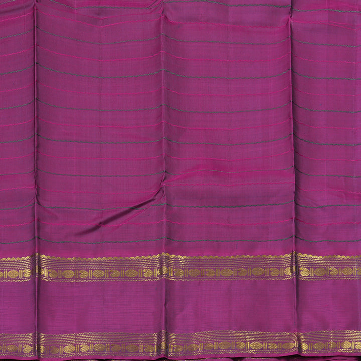 Hayagrivas Dark Grey Handloom Kanjivaram Silk Saree with Ganga Jamuna (Green And Purple) Border BBD1547A3-1