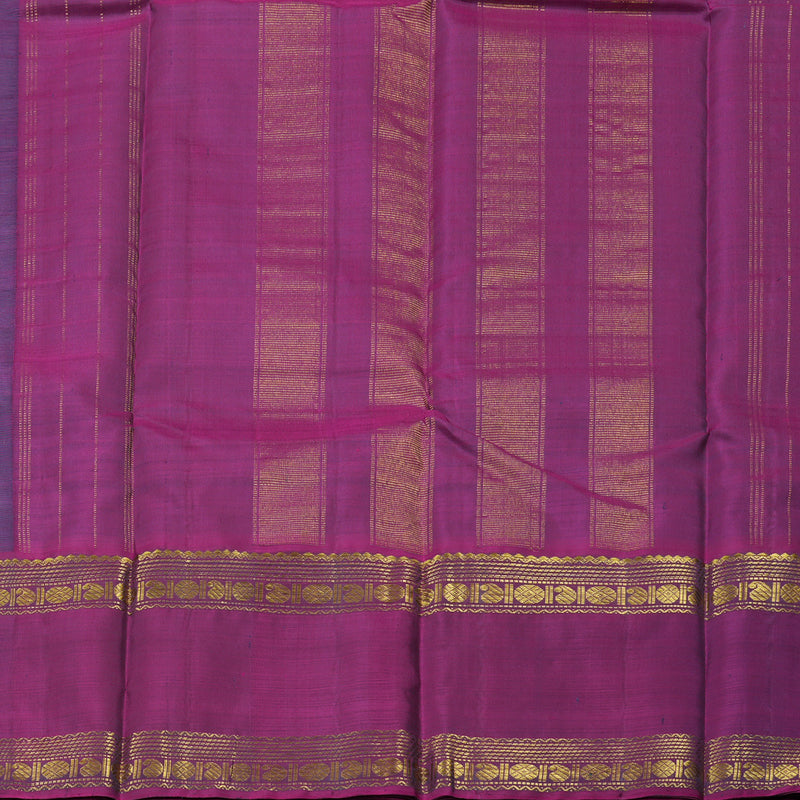 Hayagrivas Dark Grey Handloom Kanjivaram Silk Saree with Ganga Jamuna (Green And Purple) Border BBD1547A3-1