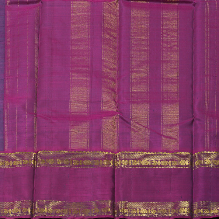 Hayagrivas Dark Grey Handloom Kanjivaram Silk Saree with Ganga Jamuna (Green And Purple) Border BBD1547A3-1