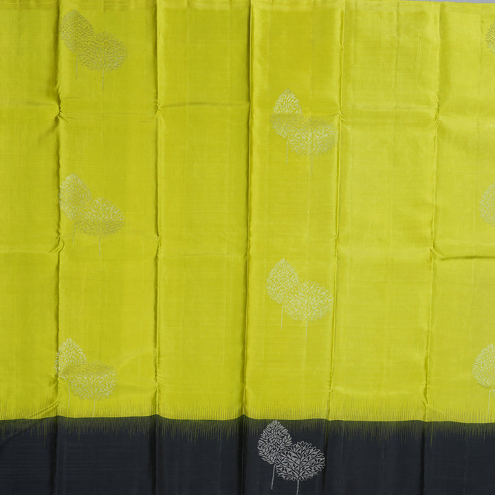 Hayagrivas Fluorescent Green Handloom Soft Silk Saree with Black Border BBD1550A13-6