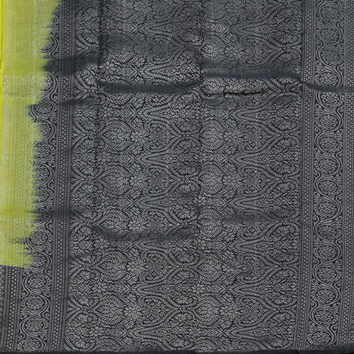 Hayagrivas Fluorescent Green Handloom Soft Silk Saree with Black Border BBD1550A13-6