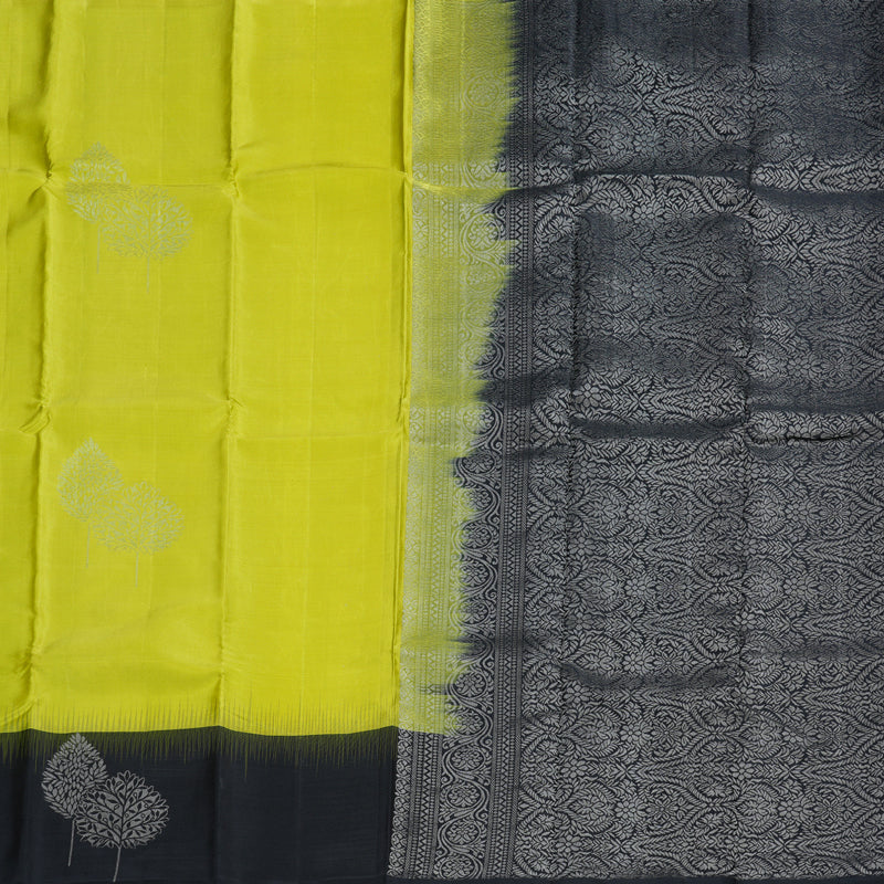 Hayagrivas Fluorescent Green Handloom Soft Silk Saree with Black Border BBD1550A13-6
