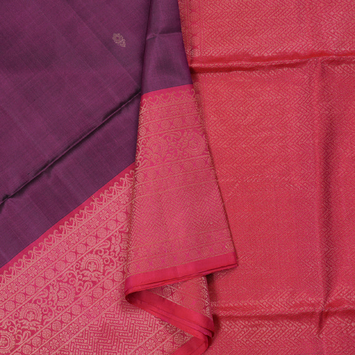 Hayagrivas Handloom Purple Soft Silk Saree with Pink Border BBD1557A9-2