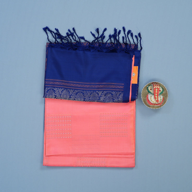 Hayagrivas Peach Pink Handloom Soft Silk Saree BBD1561A7-14
