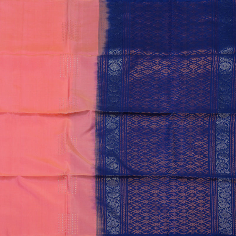Hayagrivas Peach Pink Handloom Soft Silk Saree BBD1561A7-14