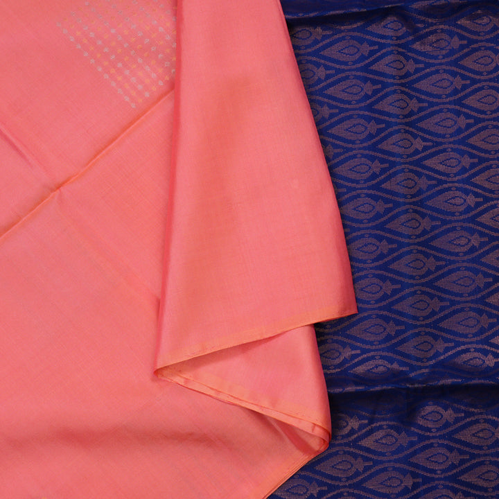 Hayagrivas Peach Pink Handloom Soft Silk Saree BBD1561A7-14